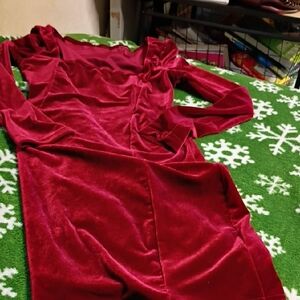 Elegant Red Velvet Dress